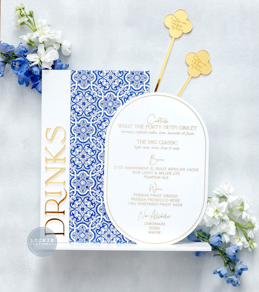 Tile Pattern Print Drink Menu