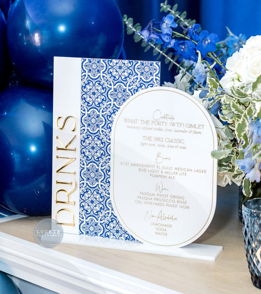 Tile Pattern Print Drink Menu